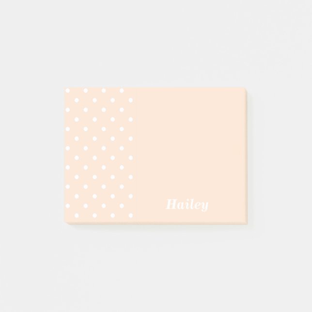 Light Bisque Polka Dot Personalised Post It Notes (Front)