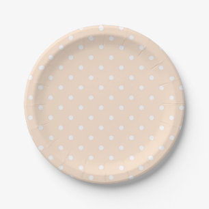 Light Bisque Polka Dots Paper Plate
