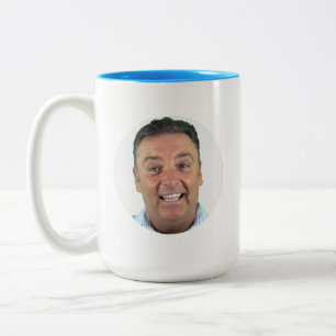 LIGHT BLUE 2-Tone Photo Mug Round Frame Custom Mug