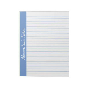 Light Blue 8.5x11 Letter Size Left Vertical Name Notepad