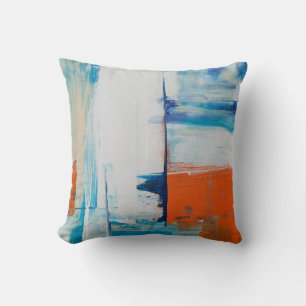 Light Blue Abstract Acrylic Painting Cushion