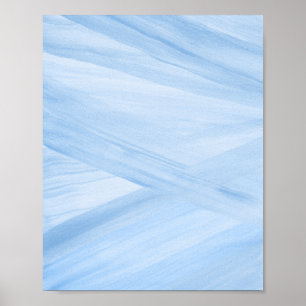 Light Blue Abstract Lines Brushstroke Art Poster
