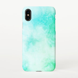 Light Blue Abstract Swirl White Marble Pattern iPhone X Case