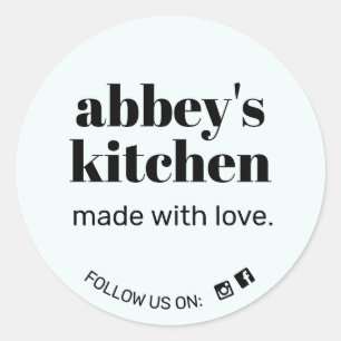 Light Blue Add Logo Homemade Baked Goods Kitchen Classic Round Sticker