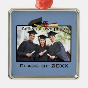 Light Blue Add your Photo / Year Graduation Metal Tree Decoration