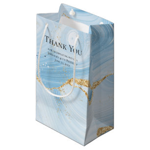 Light Blue Agate with Gold Glitter Thank You Small Gift Bag