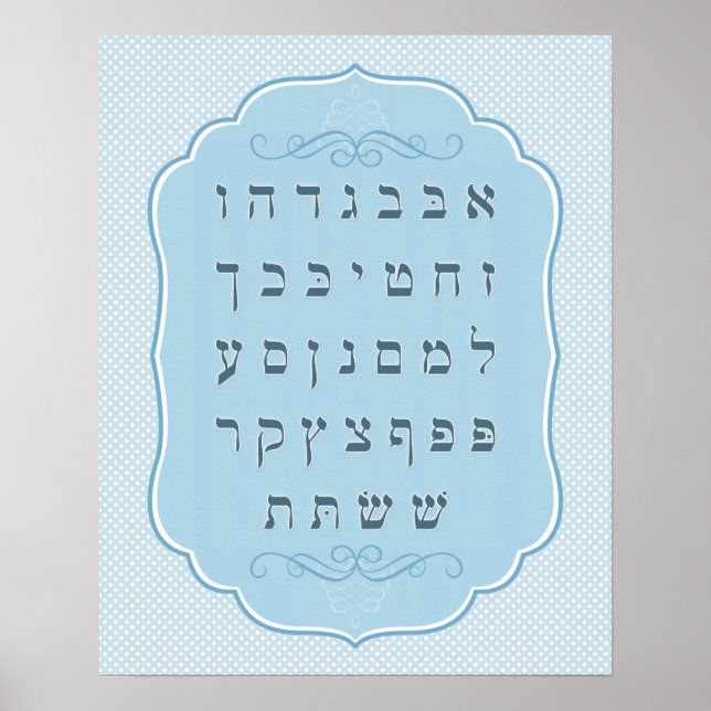 Light Blue Alef Bet Poster (Front)