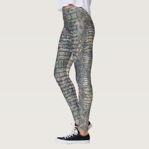 Light Blue Alligator Leather Leggings