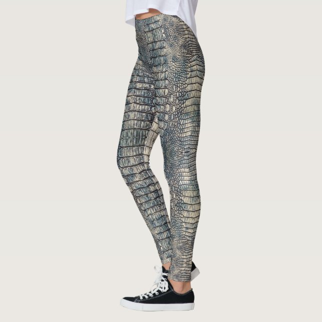 Light Blue Alligator Leather  Leggings (Left)