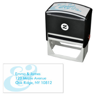 Light Blue Ampersand Wedding Return Address Self-inking Stamp