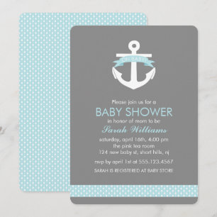 Light Blue Anchor Nautical Boy Baby Shower Invitation