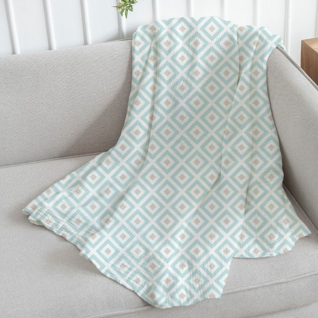 Light Blue and Beige Pattern Fleece Blanket (Creator Uploaded)