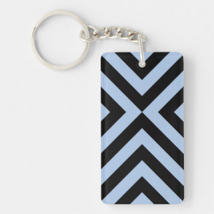 Light Blue and Black Chevrons Key Ring