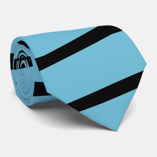 Light Blue and Black Classic Conservative Stripe Tie (Rolled)