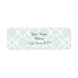 Light Blue and Black Damask Return Address