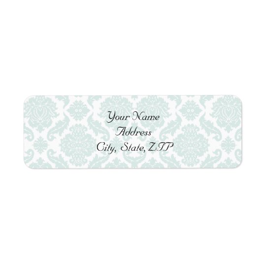 Light Blue and Black Damask Return Address Return Address Label