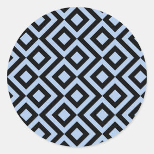 Light Blue And Black Meander Classic Round Sticker