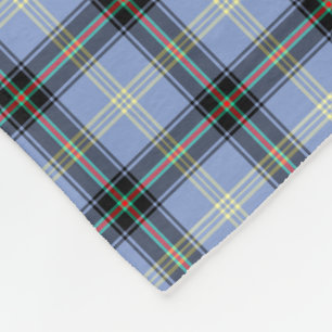 Light Blue and Black Plaid Clan Bell Tartan Fleece Blanket