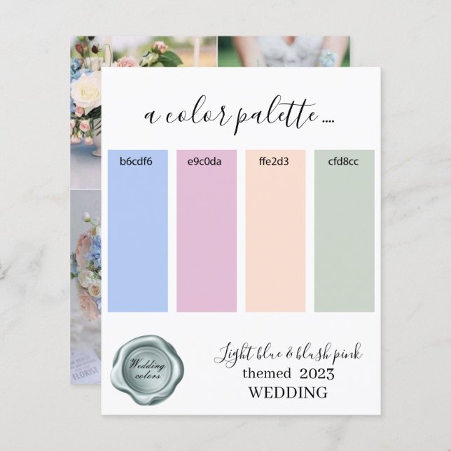 Light blue and blush pink Wedding colours Palette  (Front/Back)