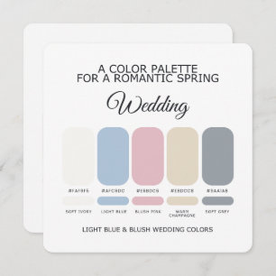 Light Blue and Blush Wedding Color Palette Card