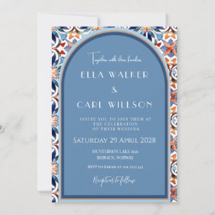 Light Blue And Chic Tile Wedding Invitation