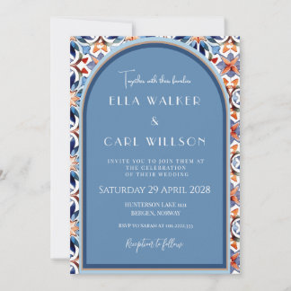 Light Blue And Chic Tile Wedding Invitation