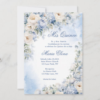 Light Blue and Cream Colour Roses. Invitation