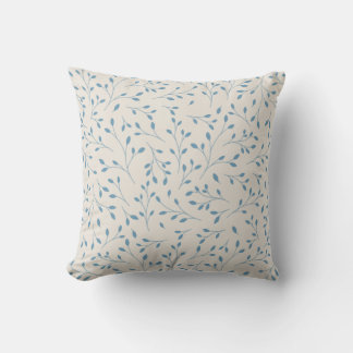 Light Blue and Cream Delicate Botanical Vine Patte Cushion