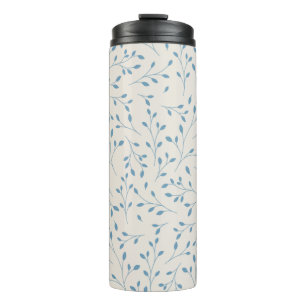 Light Blue and Cream Delicate Botanical Vine Patte Thermal Tumbler