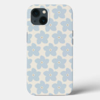 Light Blue And Cream Retro Flower