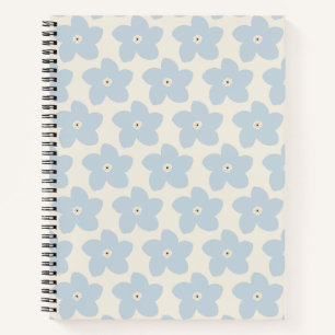 Light Blue And Cream Retro Flower Notebook