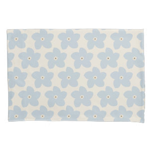 Light Blue And Cream Retro Flower Pillowcase