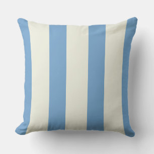 Light Blue and Cream Wide Stripes Funhaus Cushion