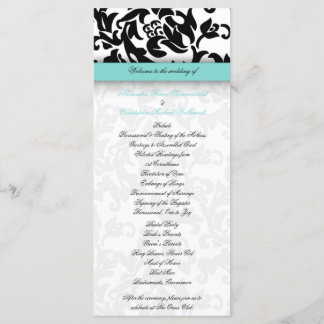 Light Blue and Damask Wedding Program Programme