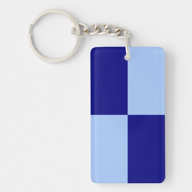 Light Blue and Dark Blue Rectangles Key Ring (Front)