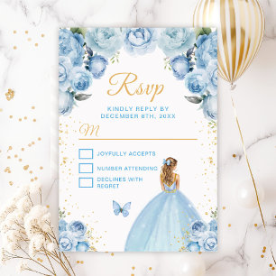 Light Blue and Gold Blonde Hair Princess RSVP Card