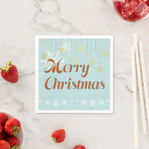 Light blue and Gold Merry Christmas Napkin