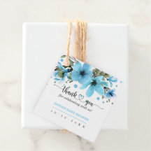 Light blue and gold watercolor Boy baby Favour Tag
