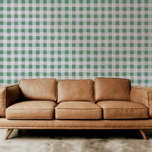 Light Blue and Green Chequered Plaid Wallpaper