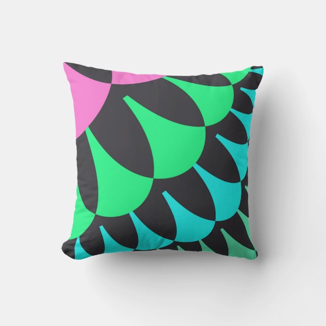 Light Blue and Green Scales Cushion (Front)
