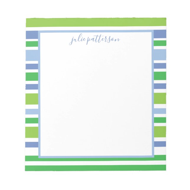 Light Blue and Green Stripe Notepad (Front)