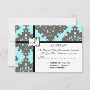 Light Blue and Grey Damask wedding invite