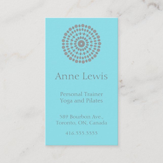 Light Blue and Grey Mandala Business Card (Front)