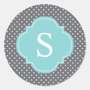 Light Blue and Grey Polka Dots Patter Classic Round Sticker