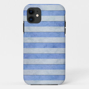 Light Blue and Grey Watercolor Stripes Pattern iPhone 11 Case