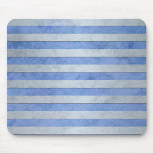 Light Blue and Grey Watercolor Stripes Pattern Mouse Mat