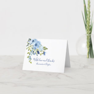 Light Blue and Navy Floral Thank You Card