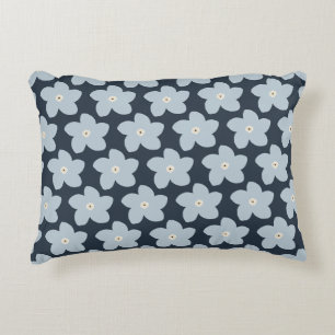 Light Blue And Navy Retro Flower Decorative Cushion
