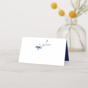 Light Blue and Navy Watercolor Floral   Place Card