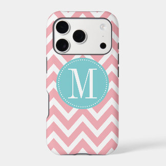 Light Blue and Pink Chevron Custom Monogram